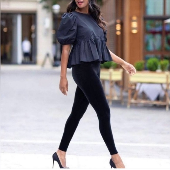 Spanx Velvet Elegant Black Women's Leggings - Picture 1 of 5